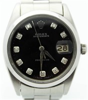 Men's Oyster Date Blk. Diamond Rolex Watch