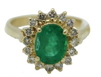 14kt Gold 2.07 ct Emerald & Diamond Ring