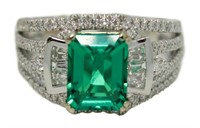 14kt Gold 3.04 ct Emerald & Diamond Ring
