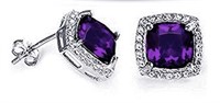 Cushion Cut 4.00 ct Amethyst Earrings