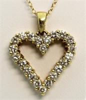 14kt Gold Brilliant 1.00 ct Diamond Heart Pendant