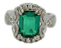 14kt Gold Elegant 3.97 ct Emerald & Diamond Ring