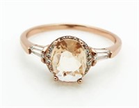 Oval 2.25 ct Morganite & Baguette Ring