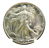 1942 AU Walking Liberty Silver Half Dollar