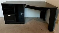 Dark Wood Veneer Corner Desk