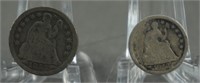 1853 Seated Liberty Half Dime and Dime