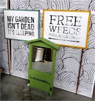 43 NEW GARDENING SIGNS AND MIRROR