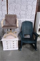 11- PATIO ROCKER, CHAIR AND END TABLE