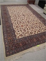 6.2x 9.6" Pakistan Carpet, Hand Woven, Cream & Mu