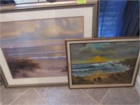 Two Pieces Art: Oil on Canvas - Shoreline - Signed