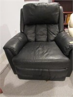 Pair of Matching Black Leather Swivel Recliners