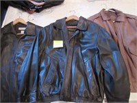 Three Men's Leather Jackets - Browns & Black, All
