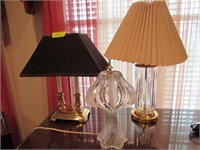 Three Table Lamps: Crystal & Brass, Brass Library