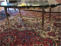 La Barge Style Oval Brass Coffee Table with Glass