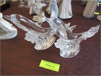 Two Lenox Fine Crystal Dolphins