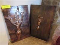 Two Copper Pieces Wall Art Signed "Mola or Nola"