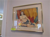 Watercolor of Nude, Signed - Not Legible, Under Ma