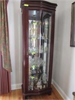 Light Up Mahogany & Glass Display Cabinet with Fiv