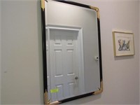 Two Pieces: Entry Mirror with Black & Gold Frame &