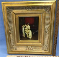 Antique framed original oil by A. Tucker of a vict