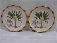 Pair of F & F plates, trees, chip on underside