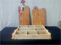 2 PC. Wood boards and curio shelf