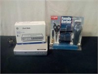 Clipper set, clock radio, and DVD player