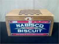 Nabisco biscuits wood box with checkerboard on top
