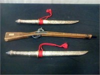 2 PC. Decorative swords and Cadet musket