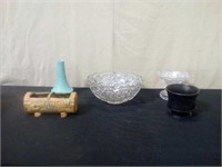 Lot of 5 PC. glassware and pottery