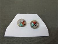 Navajo Earrings: Multi Stones, Sterling Silver