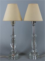 Pair of Crystal Dresser Lamps with Shades