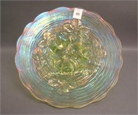 Northwood Lime Ice Green Rose Show Plate. 9 1/2"
