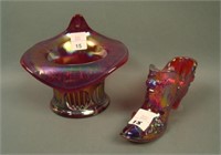 Fenton 1994 ICGA Red Diamond Rib JIP Vase and 1991