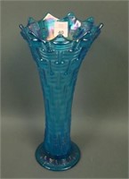 Dugan Celeste Blue Big Basketweave Vase. 18" Tall