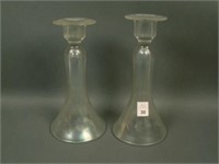 Pair of White 8 1/2" Tall U.S. Glass Stretch Era