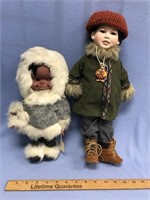 Lot of 2 dolls not made by Eskimos,  one is an Esk