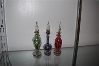 Three Small Perfume Bottles w/ Stoppers