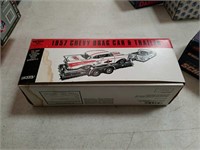 1957 Chevy drag car and trailer diecast WIX