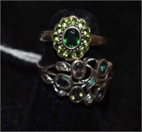 Two Sterling Silver Rings - One w/ Mystic Color