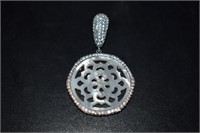 Sterling Silver Pendant w/ Carved Mother of Pearl