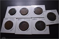 (7) Large Cent Coins - Date Range 1820-1848