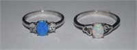 Two Sterling Silver Rings w/ Opal
