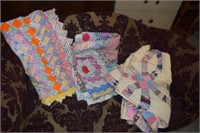 Three Vtg Hand Stitched Quilt Toppers