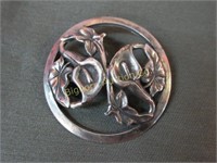 Vintage Sterling Silver Tulip Pin C. 1930's