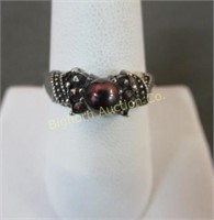 Ring: Size 9 Black Pearl Marcasites, Sterling