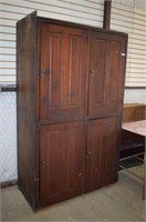 Antique Pine Cabinet w/ Four Doors, Adjustable