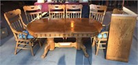 Ornate Oak Dining Table Set