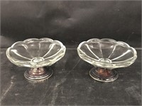 Two sterling weighted glass bowls