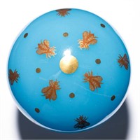 CONTEMPORARY BACCARAT OPALINE AGATE PAPERWEIGHT,